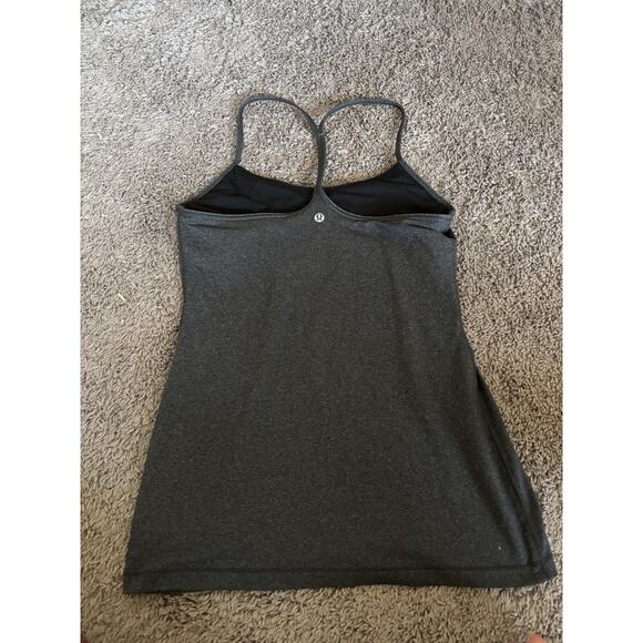 Lululemon Power Pose Heathered Black Gray Tank Light Support for A/B Cup Size 8 - Picture 4 of 6